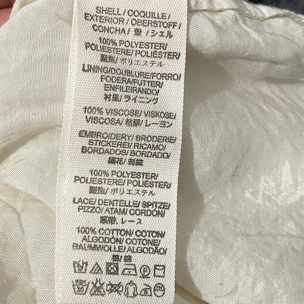 Free People Circle Of Love Embroidered MIni Dress V Neck Lace Up Back Size 12 - Picture 13 of 13